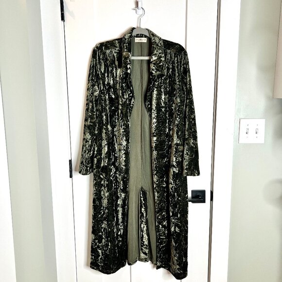 Natural Life Lennon Long Velvet Duster in Olive Green Witchy Whimsigoth Open S/M - Picture 2 of 5